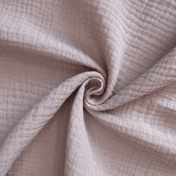 Ткань Муслин Жатый, цвет Пыльно-Розовый (на отрез)  в Находке