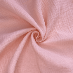 Ткань Муслин Жатый, цвет Нежно-Розовый (на отрез)  в Находке